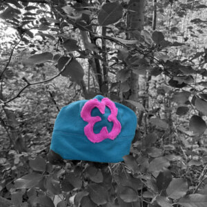 Hot pink Flower Hat - Teal Fleece