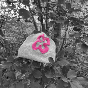 Hot Pink Flower Hat - Grey Sweatshirt